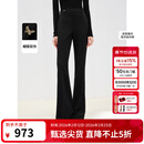 朗姿设计感气质微喇高腰西裤2025年春季新款职业通勤黑色西装裤女 黑色2 M