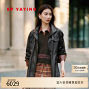 EP雅莹2025冬装新款女装 高光绵羊皮巴恩风收腰黑色皮衣外套P105A 黑 色 偏软 XL