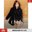 ELLE【祝绪丹同款】绵羊毛中长款双面呢大衣女2025冬新款毛呢外套 深灰 L