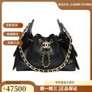 香奈儿25bag系列26c 26年春夏新款mini女士手提单肩包皮穿链金色双C 黑色 22*12*20cm