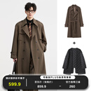 伯爵卓尔高级感通勤英伦风衣羽绒服男士中长款大衣外套男2025秋冬季新款 可可色 【可拆卸-长袖羽绒内胆】 L (175)