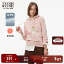 Teenie Weenie小熊女装卫衣冬季学院连帽简约休闲萌趣加绒保暖上衣 粉色 S (160)