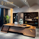 宁邱络阁（NICHLORT）实木办公桌高档老板桌高级感大班台新中式轻奢禅意简约现代办公室 2.8米办公桌【黑胡桃木】