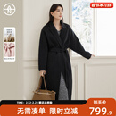 对白（DUIBAI）【AN大码系列】100%绵羊毛大衣冬季新款微胖mm高级感双面毛呢外套 魅影黑 M 建议体重110-125