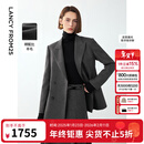 朗姿复古羊毛灰色高智气质通勤职业西服外套女2024冬季新款西装 深灰色2 2XL