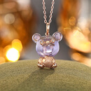 喜钻生日礼物丨18K金水晶吊坠小熊彩色宝石送礼女朋友纪念日配送银链 金重约1.58g【紫晶约6.9克拉+钻石约1分】无项链