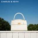 CHARLES&KEITH鳄鱼纹凯莉包手提斜挎婚包包女包生日情人节礼物CK2-50270880-1 Ivory象牙色 S