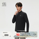 KOLON SPORT/可隆户外吸湿速干T恤 男士S-FUNCTIONAL半拉链长袖上衣 LHZT6SN039-BK 黑色 XL 180/100A
