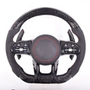 硕骆适用奔驰方向盘amg碳纤维e300c200lskglc按键通用改装新老款总成 锻造+翻毛皮+LED灯+钢琴黑按键框