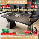 凯萨罗列  KSALOY意式极简书房书桌轻奢设计感家用办公桌子亚克力现代简约烟熏木色 【黑橡木色+亚克力】书桌+排插 180*80*75cm