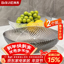 拜杰水果盘零食盘客厅家用干果盘托盘糖果坚果盘透明灰透明混色两件套