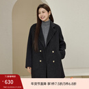纤莉秀【秋冬氛围感全羊毛双面呢大衣】大码女装胖mm冬装新款外套5246 深灰色 3XL