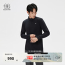 KOLON SPORT/可隆吸湿速干T恤 男士户外徒步NATURETOP半拉链长袖上衣 LHZT6SN055-BK 黑色 XL 180/100A