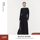 AUM【商场同款】AUM噢姆2025年冬季新款羊毛收腰黑色上衣直筒阔腿裤 黑色下装 L