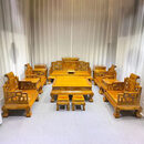 金丝楠木沙发茶几组合高端小叶桢楠家具简约中式实木仿古新品 金丝楠木小叶楠卷书款满水波沙发