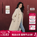 朗姿【王楚然同款 羊毛卷】羊毛设计感仿皮草大衣2025年冬季新款 米白色 S