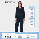 PORTS宝姿女装2024春夏新款时尚休闲长裤子纯绵羊毛率性阔腿裤 黑色 S (4)