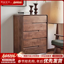 梵而五斗柜实木北美黑胡桃卧室床头六斗橱柜客厅置物收纳储物餐边柜子 拾物五斗柜·落地款【独板】