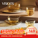 康宁（VISIONS）晶炫螺纹高硼硅玻璃餐具套装12件碗碟套装4-6人微波炉可用