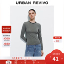 UR2026春季新款女装休闲简约基础撞色圆领修身T恤UYB450017 花灰 M