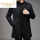 卡丹路（CARDANRO）奢侈品牌高档高档冬季羊绒大衣男士修身长款山羊绒休闲风衣男加厚 藏青 L 175