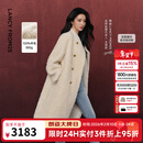 朗姿【王楚然同款 羊毛卷】羊毛设计感仿皮草大衣2025年冬季新款 米白色 S