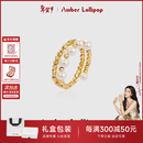 Amber Lollipop安铂洛利珍珠戒指女士高级感食指戒新年情人节生日礼物送女友老婆 金色(淡水珍珠+镀14k金)