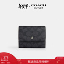 蔻驰（COACH）【礼物】【专享直降】奥莱男士经典标志零钱钱包老花卡包证件包 QB/炭黑色/黑色