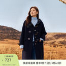 纤莉秀【学院风双面毛呢外套】大码女装复古牛角扣大衣胖mm冬新款3684 藏蓝色 4XL