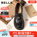 百丽（Belle）元宝乐福鞋女鞋2026春季新款商场同款羊皮黑色小皮鞋E9L1DAA6 黑色 37 (235mm)
