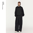 噢姆（AUM）【轻松套装】2026年春季新款潮流雾面哑光带帽工装夹克黑色阔腿裤 黑色上装 S