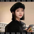 猫人贝雷帽女夏季韩版百搭画家帽日系大头围八角帽显脸小蓓蕾帽子