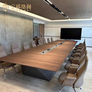 宁邱络阁（NICHLORT） 新中式会议室胡桃木实木办公会议桌现代简约大型办公室长桌接待 2.8米会议桌/适合8人【白蜡木】