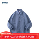熊猫·本（ben.panda）【蒲熠星同款】夹克男外套新款工装棉服男潮流ins教练服休闲棉衣 烟蓝色（字母刺绣款） M
