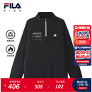 斐乐FILA【斐暖】儿童童装上衣2025年冬季新款男大童加绒长袖T恤 深黑-BK 175