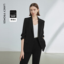 朗姿【律师系列】桑蚕丝职业正装气质西服夏季新款商务西装 黑色 M