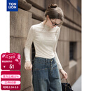 唐狮（TonLion）2025秋冬女半高领净色肌理针织打底衫