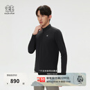 KOLON SPORT/可隆户外吸湿速干T恤 男士S-FUNCTIONAL半拉链长袖上衣 LHZT6SN039-BK 黑色 XL 180/100A