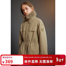 ELLE KIDS童装 中长绗棉派克棉服女童冬季新款巴恩风毛领保暖外套