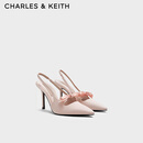 CHARLES&KEITH缎面蝴蝶结尖头高跟凉鞋女生日礼物情人节礼物送女友CK1-60361556 Light Pink浅粉色 37