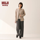 MUJI女式 法兰绒 立领长袖衬衫 女士衬衣外套 25年冬季 女装 上衣纯棉 米色格纹 M (160/84A)