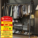 顺优衣架落地衣帽架挂衣架卧室客厅可移动晾衣收纳架黑色150cmSY-406