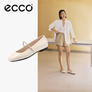 爱步（ECCO）芭蕾舞鞋女 时尚牛皮玛丽珍方头低跟浅口单鞋平底鞋 舞悦234333 冰白色23433301017（羊皮革） 38