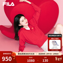 FILA马上起飞腮红毛衣斐乐韩素希同款女子编织衫2026春翻领假两件毛衣 节奏红-PK M 165/84A/M
