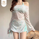 莫代尔泳衣女26新款度假温泉比基尼三件套防晒外搭纯欲甜美少女遮肉显白