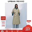 UR2025秋季新款女装气质双排扣腰带风衣外套UWM150045+ 浅卡其 (偏宽松) S