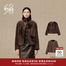 鄂尔多斯1980绵羊毛皮拉贡复古两面穿女装毛皮短外套25秋冬新品 布朗尼 M 165/84A