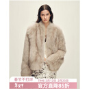 付智恩 时髦欧尼 时髦精致飘逸双色包裹感立领落肩小短款狐狸毛皮草外套 柔米咖-立领.芬兰sagafurs狐狸毛 S