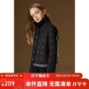 ELLE KIDS复古翻领秋冬女儿童棉服外套菱格绗棉休闲保暖轻薄棉衣厚上装