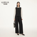 歌莉娅四面弹套装女2026新款春季淡人高知穿搭独特两件套1F2LAB0Y0 00B黑色 M